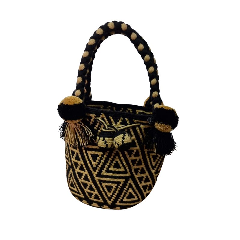 Borsa a manico Wayuu _Fattta interamente a mano in Colombia-, misure diametro 18 cm alta 22 cm